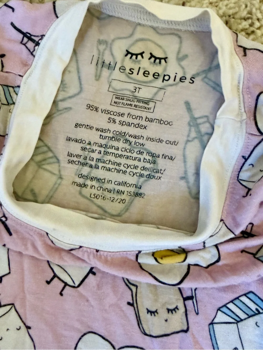 Little Sleepies Breakfast Buddies 3T Pajama Set